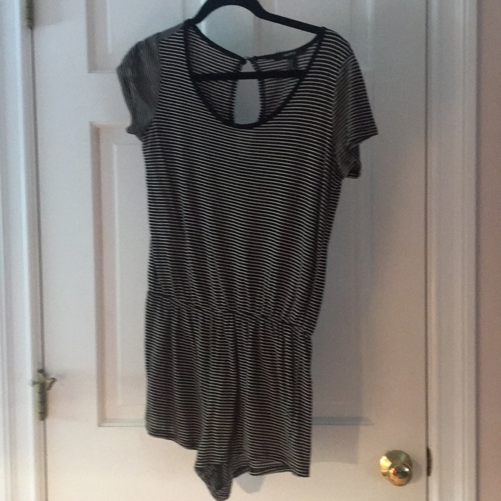 Beige and black striped romper